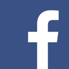White lowercase "f" on a blue background, representing the Facebook logo.